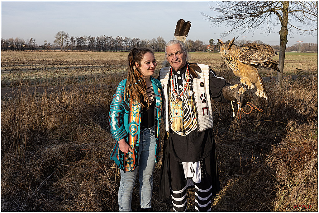 Cheyenne-Halbblut Hunting Wolf in der Falknerei Pierre Schmidt; Gymnich, 09.02.2023
